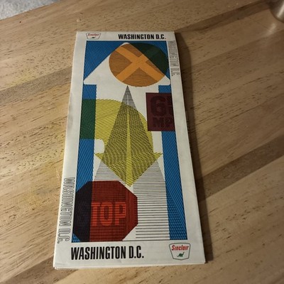 Vintage 1960s Sinclair Washington DC US Road Map - Dino Logo Tankstelle Ad
