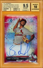 SANDY ALCÁNTARA 2017 BOWMAN CHROME RED SHIMMER REFRACTOR AUTO RC #2/5 BGS 9.5/10