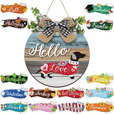 Easter Door Sign Vintage Wood Grain Hanging Sign Spring Holiday Wall Decor 16