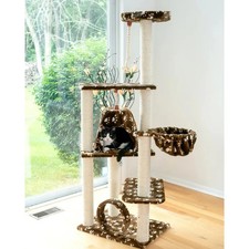 Armarkat A6601 Cat Tree with Condo and Hammock   Saddle Brown Faux Fur