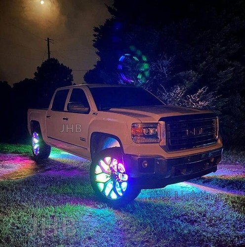 PACK (4) 15.5" 5ROWS Remote APP CHASING FLOW LED Trucks Wheel Rings Rim Lights - Bild 3 von 24