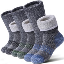 Kids Merino Wool Hiking Socks - Boys  Girls Winter Thermal Warm Thick Cozy C...