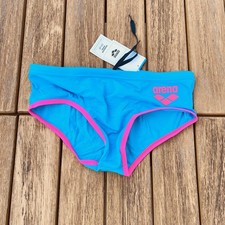 Arena men turquoise blue neon pink logo Swim Brief bikini swimwear 32 34 36 38