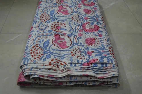 7 Yard Floral Hand Printed Fabric 100%Cotton  NO TARRIF CHARGES 100%✅BF_1
