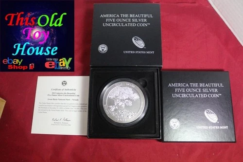 ATB US MINT 2013 5oz .999 FINE SILVER COIN NIB COA ONE OWNER NEVADA GREAT BASIN