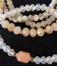 Druzy Stone Stack Bracelet 4 Piece Set Stretch- Matte Frosted - New