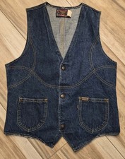 Vintage Levis Barnstormers Denim Vest Western Snap Front Made USA Youth 70s