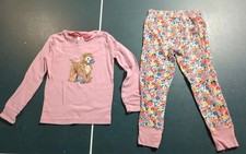 Mini Boden 6-7Y Girls Flowers And Dogs Pajamas Pink Cute Used