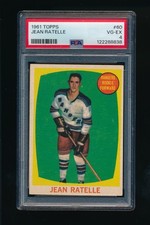 1961 Topps #60 Jean Ratelle PSA 4 VG-EX New York Rangers HOF RC