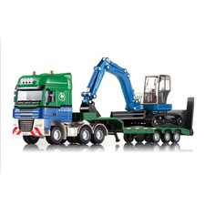 Alloy Engineering 1:50 Alu Pritschenanhänger Bau LKW mit Bagger