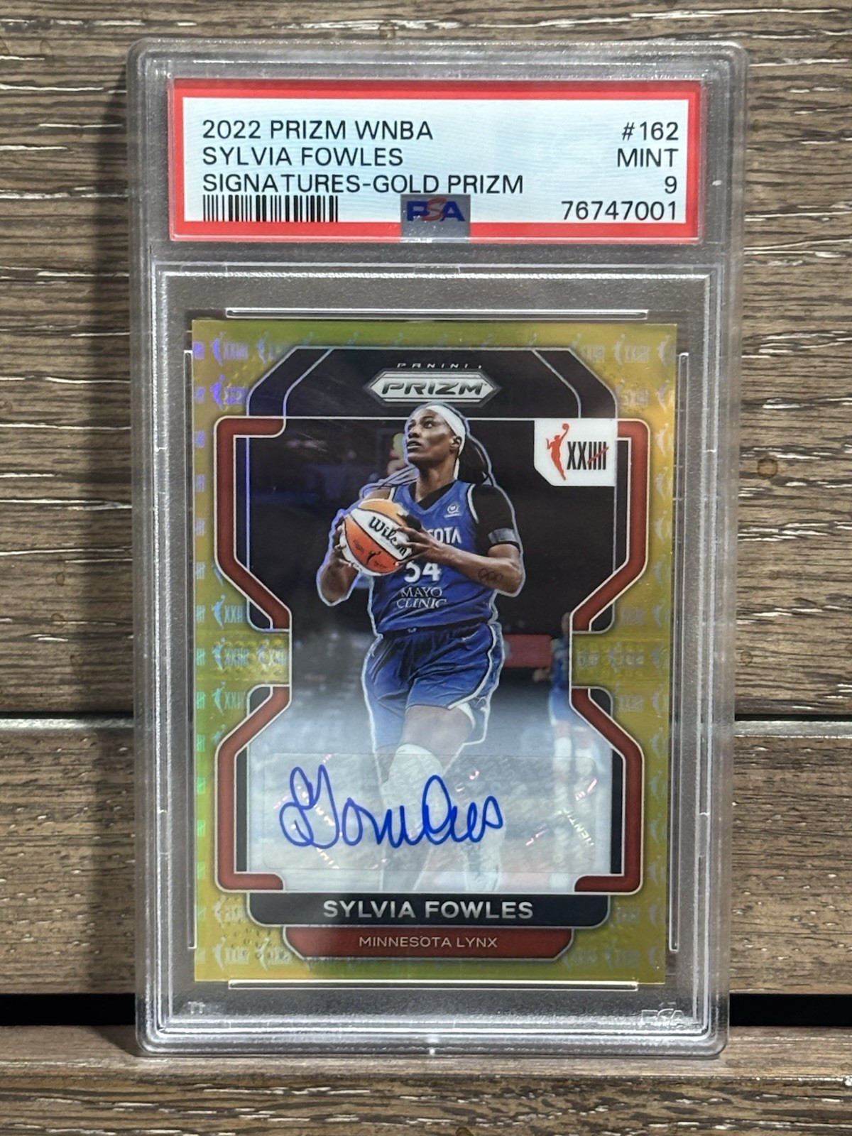 2022 Panini Prizm WNBA #162 Sylvia Fowles Gold #/10 Auto PSA 9
