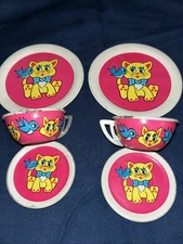 Set of 2 Vintage Unmarked Tin Lito Tea Sets