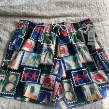 Trunks Surf Swim Co. Men's 6" Sano Swim Shorts XL Tiki Picnic Blue NWT