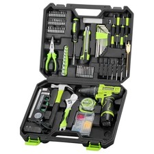 Cordless Drill Tool Set: 12V Power Drill Tool Kit with Battery  Charger, Green