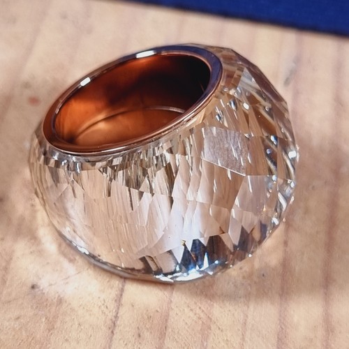 Swarovski Nirvana Cocktail Ring Silk Rose Gold Size 52 Clear Crystal New - Picture 4 of 7