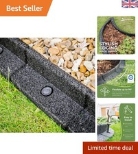 2m Flexible Black Lawn Edging - Eco-Friendly Rubber Garden Border for Pathways
