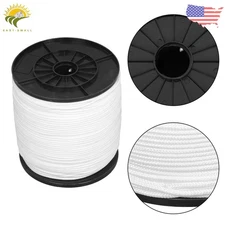 3/16" × 1000' White Nylon Rope Sturdy Spool Solid Braid Rope Abrasion Resistance