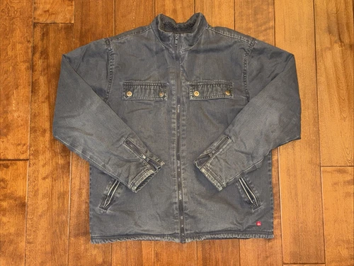 Vintage Quicksilver Jacket Mens Medium Gray Canvas Sherpa Lined Full Zip VTG Y2K video thumbnail