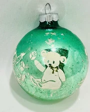 Vintage Shiny Brite Children’s Toys Bear Boat Stuffy Glass Christmas Ornament