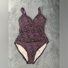 Boden Polka Dot One-Piece Swimsuit red blue 10R