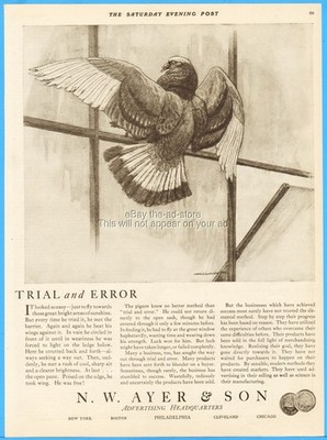 1923 N W Ayer Advertising Agency Pigeon Vintage Charles Livingston Bull Art Ad
