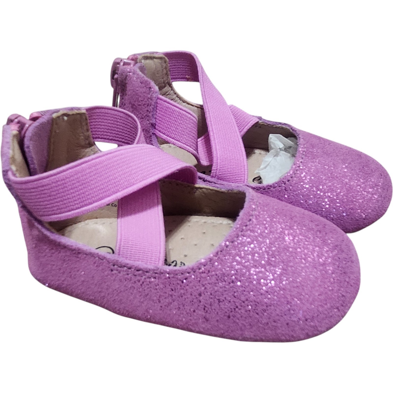A Bear Co Toddler Size 3 Purple Glitter Ballerina Flat Ankle Cross Strap