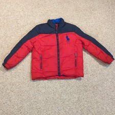 Polo Ralph Lauren Puffer Jacket Kids Youth 7 Red Blue Big Pony Pockets Outdoor