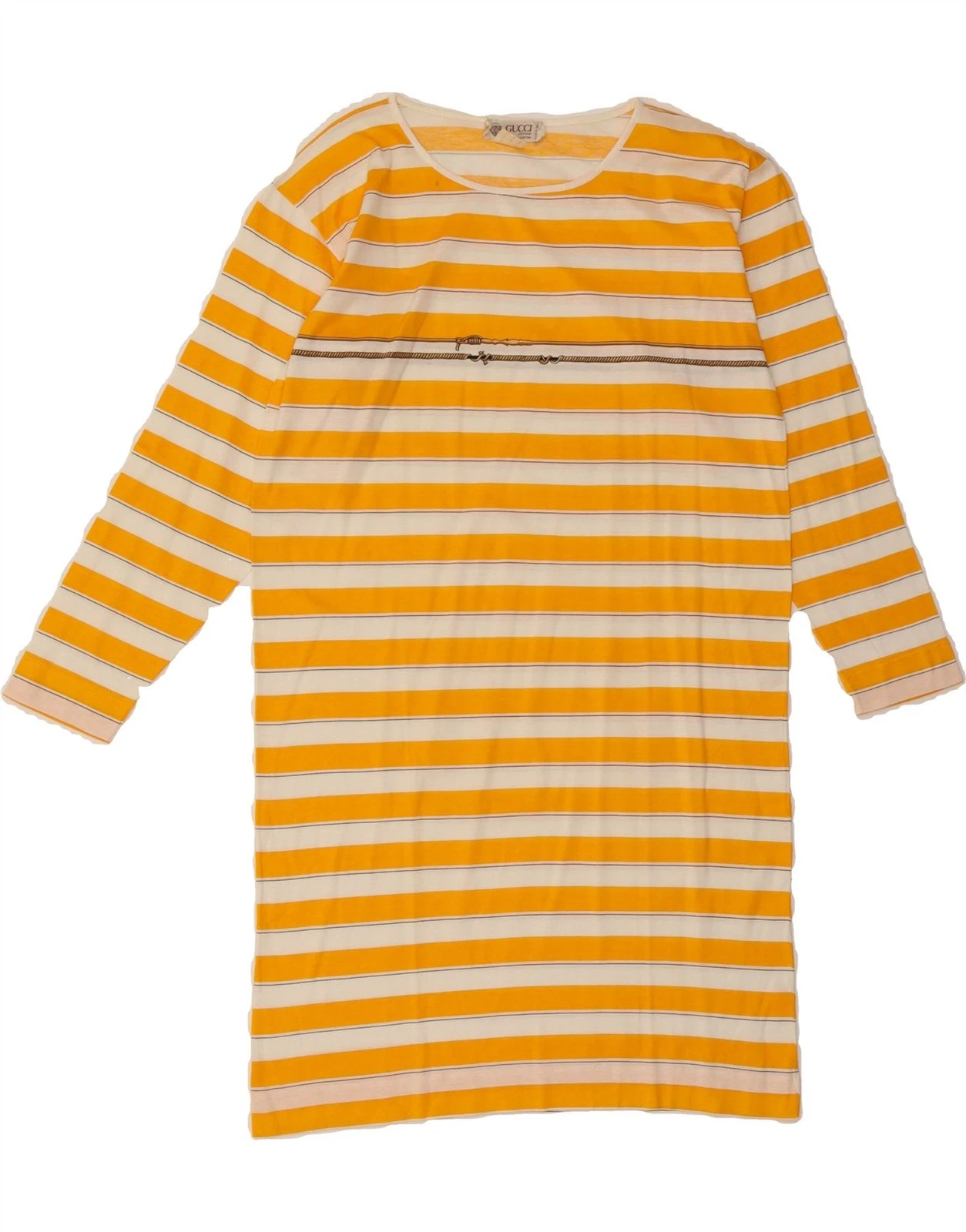 Robe t shirt graphique vintage femme GUCCI EU 40 jaune moyen rayé années 80 DF52