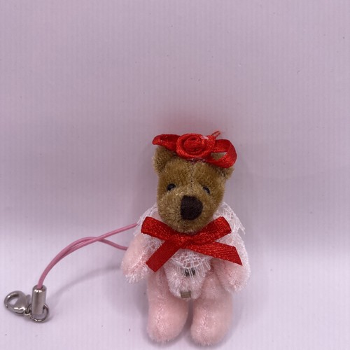 Department 56 Miniature 2" Teddy Bear Pink Soft Plush Jointed Display Box Clasp - Picture 4 of 5