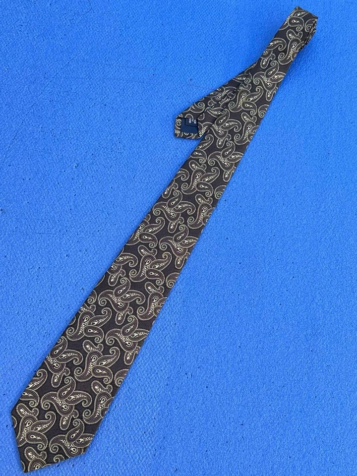 Corbata Ralph Lauren auténtica diseño cachemir gris oscuro 100 % seda Foto 3 de 4