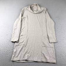 Pure Jill Sweater Dress Womens SP Beige Soft Touch Cotton Turtleneck Long Sleeve