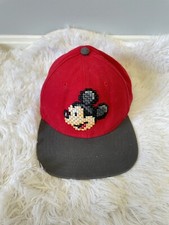 Disney Parks Mickey Mouse Kids Youth Baseball Cap Snapback Hat Pixelated Red