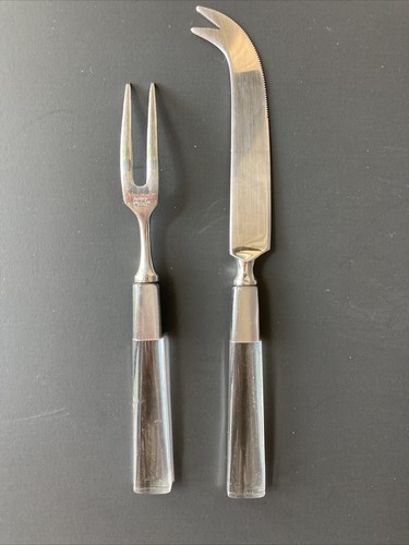 Cuchillo de queso vintage horquilla mango transparente hecho en Japón - Imagen 5 de 9