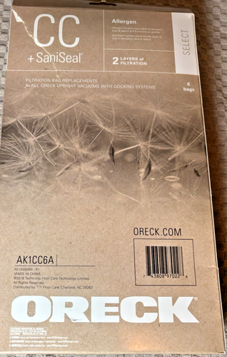 Oreck Type CC Anti-Allergen Upright Vacuum Cleaner Bag AK1CC6A 6-Pack Green - Afbeelding 3 van 3
