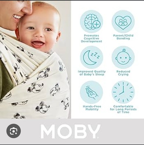 MOBY Wrap Classic DISNEY Mickey Mouse Soft Breathable Carrier for Baby OPEN BOX - Picture 2 of 3