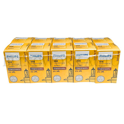 (10 PCS) Philips H4 OEM Factory Light Bulbs Globes 12V 55W 12342C1  P43t-38