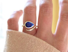 Natural Raw Rich Blue Sapphire Gemstone 925 Sterling Silver Art Gift Ring