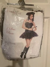 NWOT Starline Seven 7 Seas Pirate Costume Adult Size Small Corset Skirt And Hat