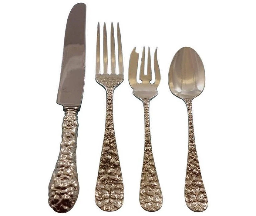 Juego de cubiertos Baltimore Rose by Schofield de plata de ley 12 servicio 75 piezas Foto 2 de 4