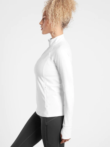 NUEVO Athleta Rainier Media Cremallera RUN TOP BLANCO BRILLANTE PEQUEÑO S --$108 - Imagen 2 de 11