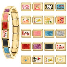 Italian Bracelet Charms Fit 9mm Nomination  Italian Bracelets DIY Gold Glitter