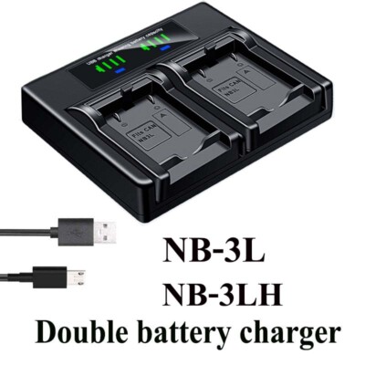 Dual Battery Charger For CANON NB-3L 3LH PowerShot SD10 SD100 SD110 SD20 SD40
