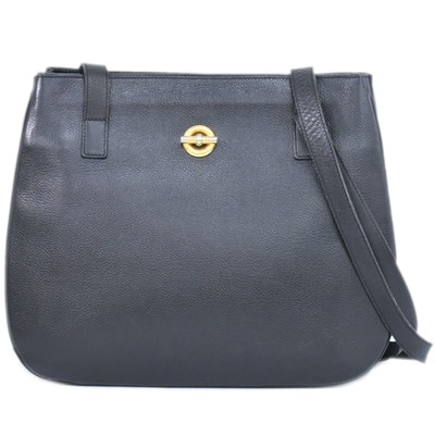 CELINE Leather Shoulder Bag Black Gold