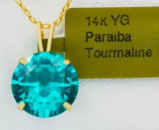GENUINE  3.45 Cts PARAIBA TOURMALINE PENDANT 14k GOLD - Free Appraisal service
