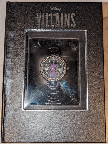 Disney Villains Maleficent Encrusted Face Steel Watch New Boxed Acutime - Picture 9 of 20