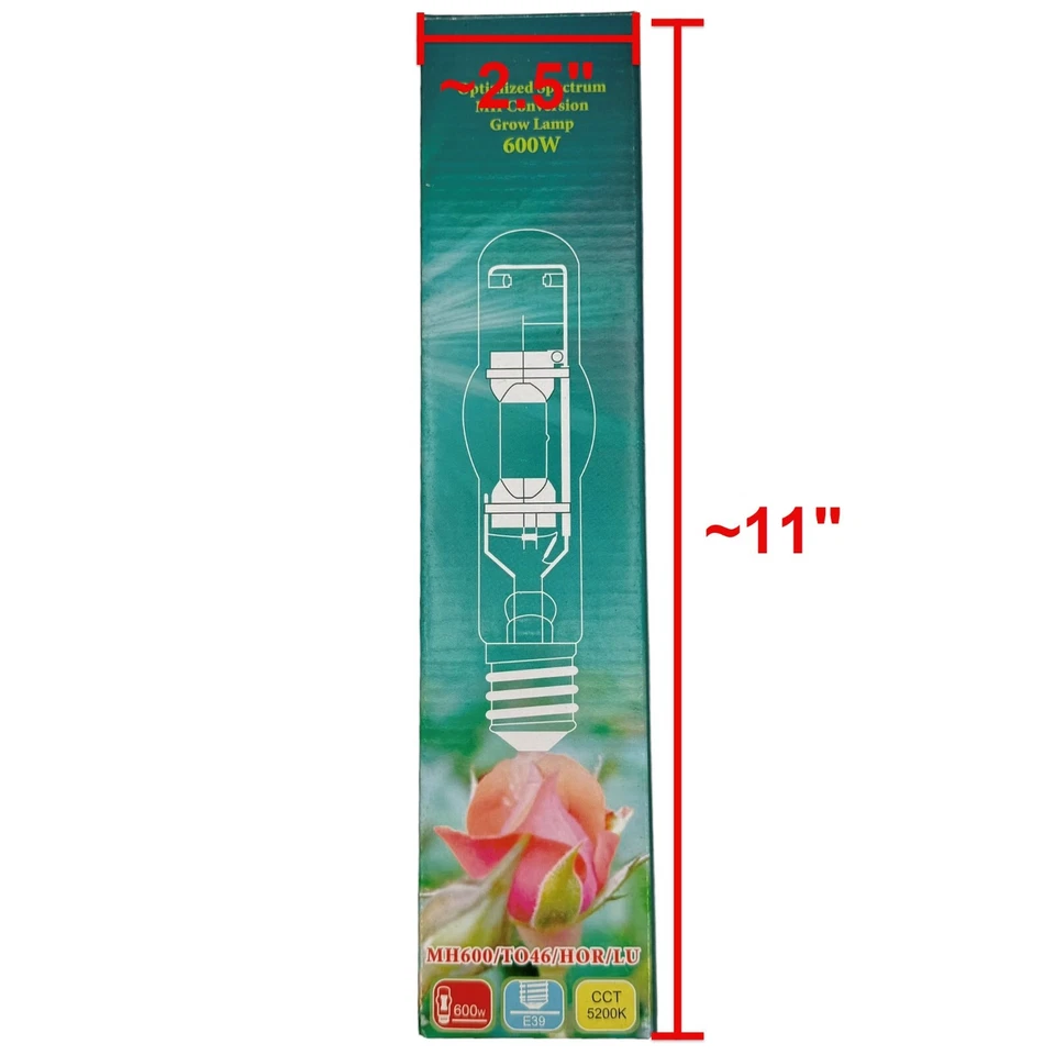 Two 600 W Metal Halide Grow Lamp Light E39 Socket 5200K MH400 T46 HOR - Image 4 of 4