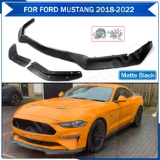FOR 18-2022 MUSTANG GT ECOBOOST RTR STYLE FRONT BUMPER LIP SPLITTER MATTE BLACK