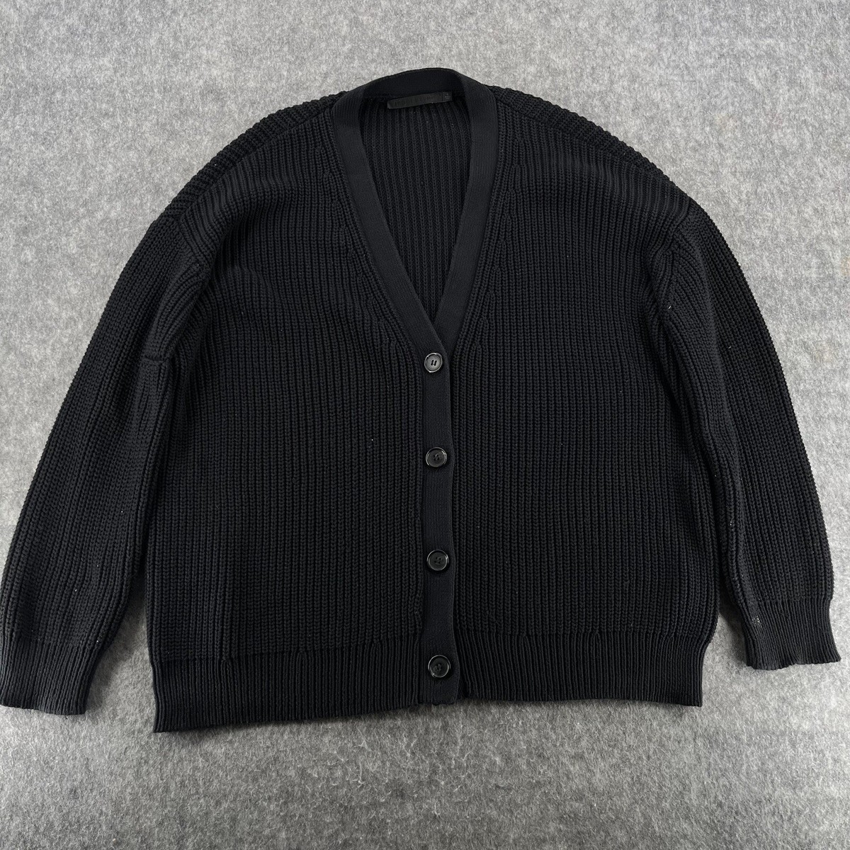 Jenni Kayne Black Cocoon Knit Cotton Blend Button Front Cardigan Sweater  Size S