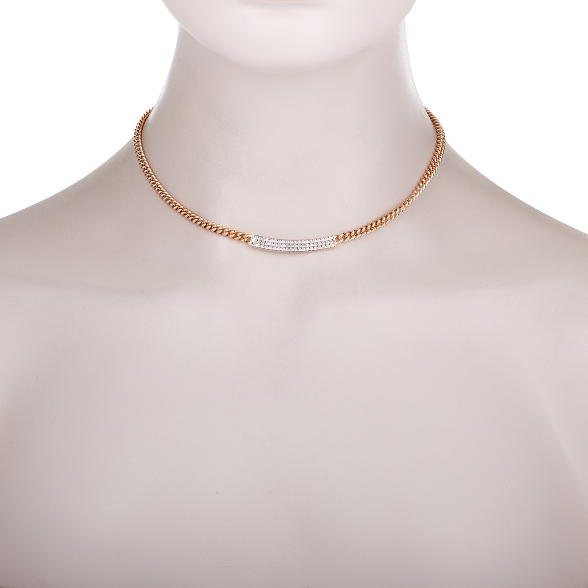 ★PEARLY MORE★ Swarovski Point Daily Chain Necklace Swarovski Vio Crystals Pave Pendant Rose Gold Plated Chain