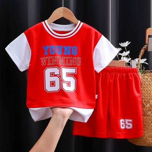 Toddler Boys Sport Outfits Short Sleeve T-Shirt Shorts Casual Clothes Jersey Set - Picture 10 of 11